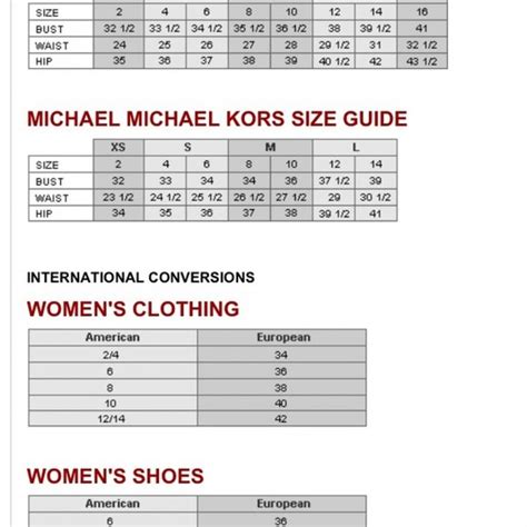 Michael Kors Shoe Size Chart .